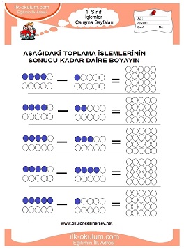 Çocuklar İçin toplam işlemi yaprak testleri 